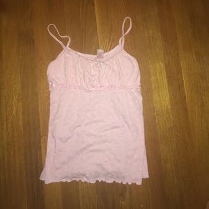 vintage pink ruffled tanktop